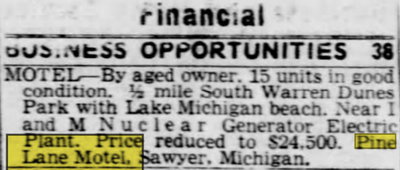 Undetermined Sawyer Motel - Jul 27 1969 Article For Pine Lane Motel (newer photo)